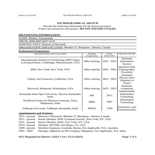vijayananda mohire - biosketch | PDF