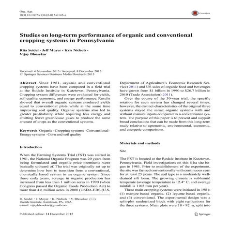 Vijay bhosekar  published article  organic agriculture