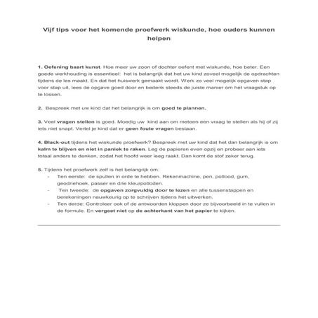 Vijf tips voor het komende proefwerk wiskunde, hoe ouders kunnen helpen