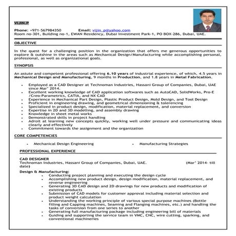 Vijin resume mechanical design