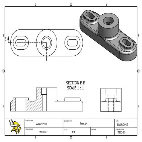 Viking title block for sectioned bracket and base