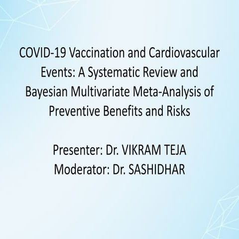 COVID 19 vaccination and cardiovascular outcomes | PDF