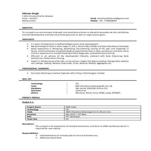 Datastage Developer with 2.2 year of experience