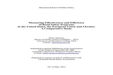 Measuring Effectiveness and Efficiency  of Road Safety Programs  in the Unite...