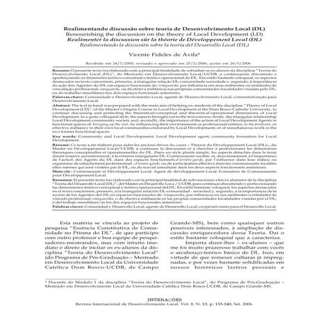 áVila   realimentando a discussão teoria de desenvolvimento local
