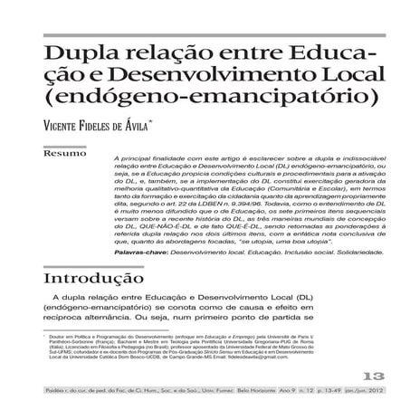 áVila   relação entre educação e desenvolvimento local