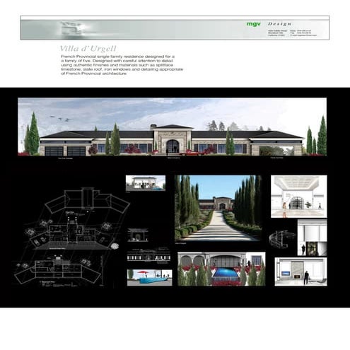 Villa de'Urgell.pdf New single-family residence being developed in twenty-five acres. Designed in French Provincial architecture to meet the client's request and expectations.