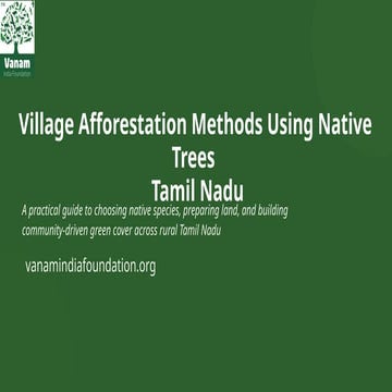 Village Afforestation Methods Using Native Trees in Tamil Nadu: A ...