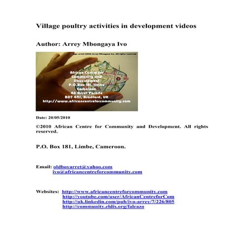 Village poultry activities in development videos by arrey mbongaya ivo
