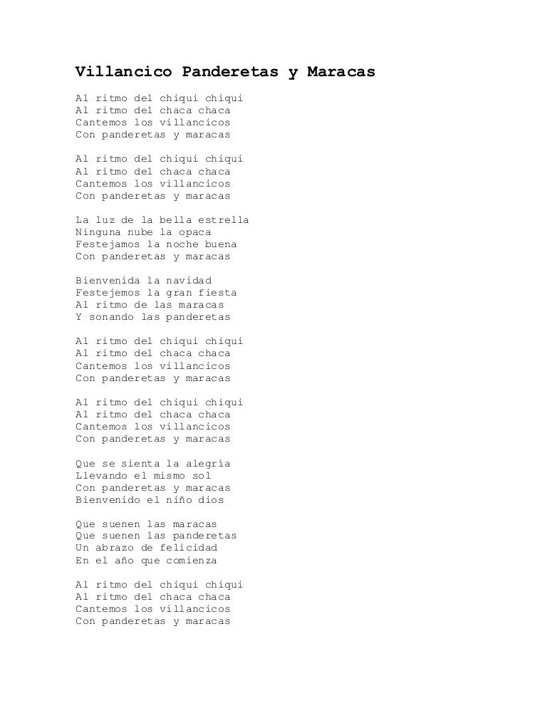 Villancico panderetas y maracas letra