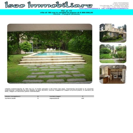 Iseo Immobiliare | Agenzia Immobiliare Iseo Brescia - Villetta a pisogne