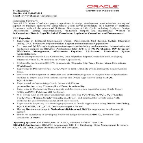 Vilvalumar ebs consultant