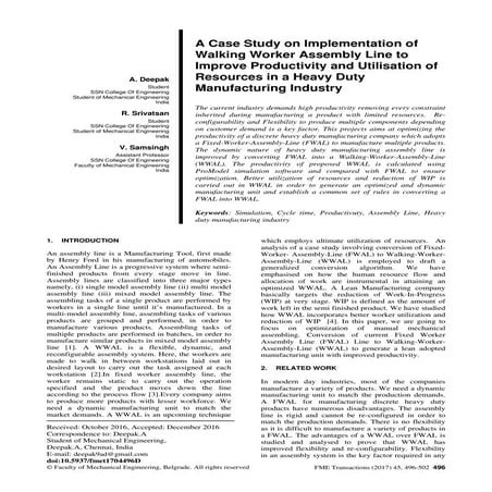 Assembly line optimization to Improve Productivity | PDF