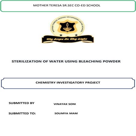 STERELISATION OF WATER WITH BLEACHING POWDER 
