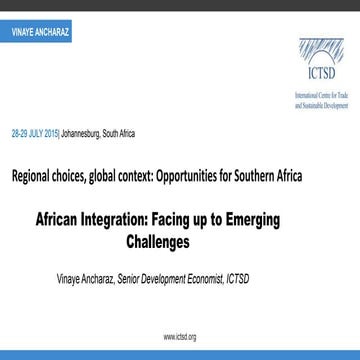 Vinaye Ancharaz African integration facing up to emerging challenges
