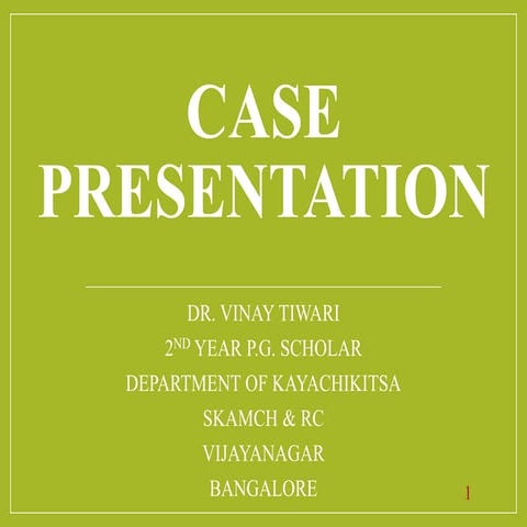 parkinsons disease case presentation in Ayurveda 