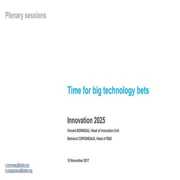 DWS17 - Plenary Session : Technological Bets - Vincent BONNEAU - IDATE Digiworld