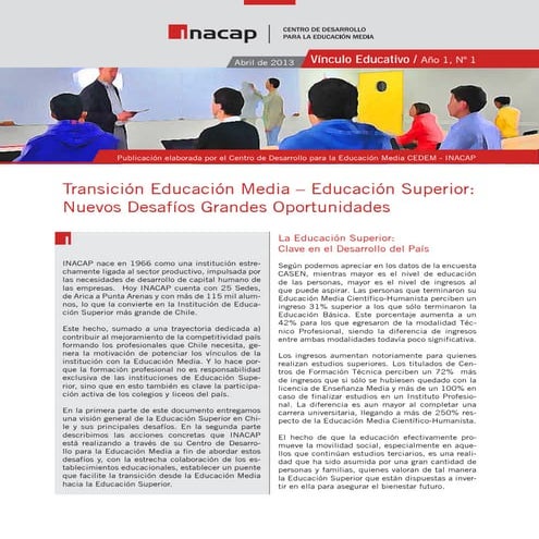Vínculo Educativo 01 CEDEM INACAP - 2013