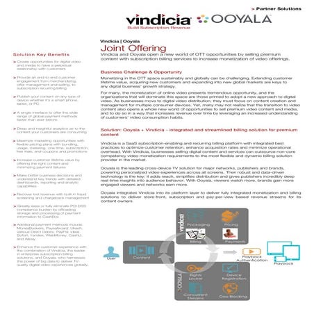 Vindicia and Ooyala for OTT Content Opportunities