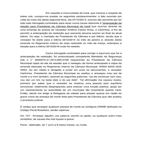 VINICIUS BACELAR - ESCLARECIMENTOS