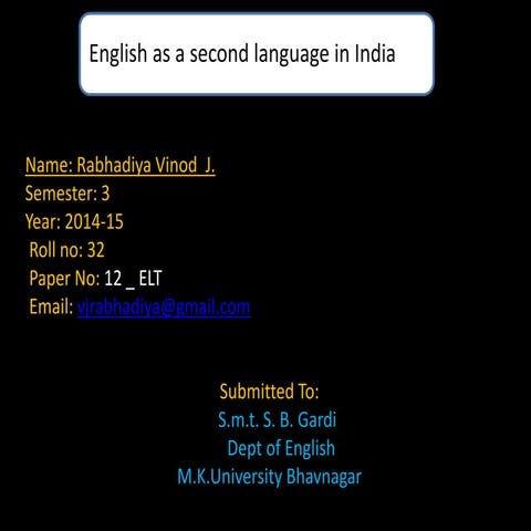 English as a second language in India