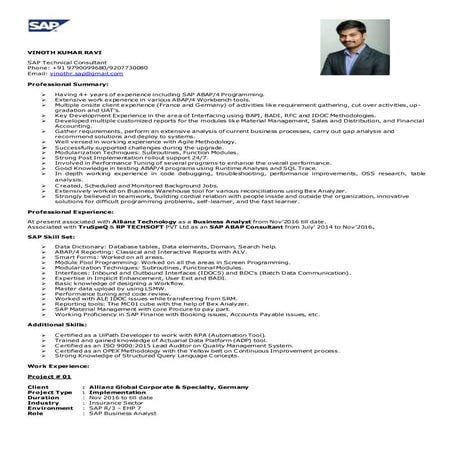 Vinoth kumar ravi sap abap technical consultant