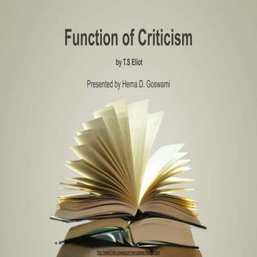 Function of Criticism: T.S Eliot