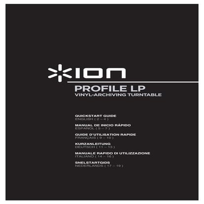 Vinyl to MP3 Converter Profile LP Quickstart Guide