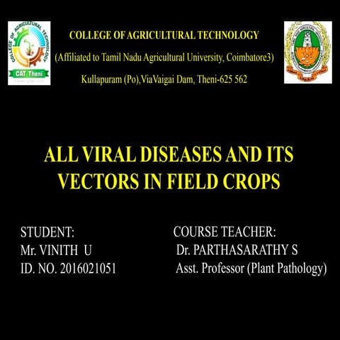 All virus diseases and its vectors in field crops | PPTX