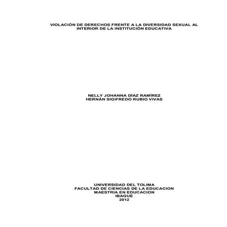 Violación de derechos frente a la diversidad sexual al interior de la institu...