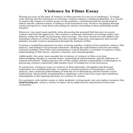 Violence In Films Essay | PDF