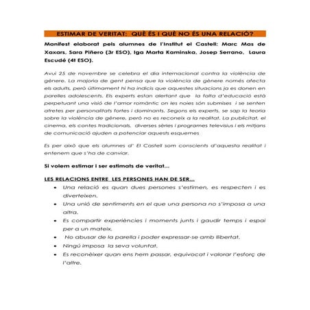 Manifest contra la violència de gènere