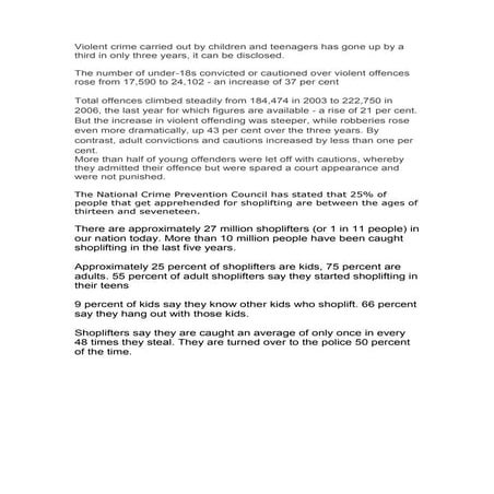 Violent Crime Carried Out By Children And Teenagers Has Gone Up By A Third In Only Three Years