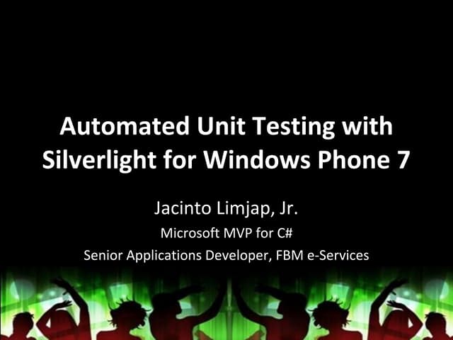 Automated Unit Testing in Silverlight for Windows Phone 7