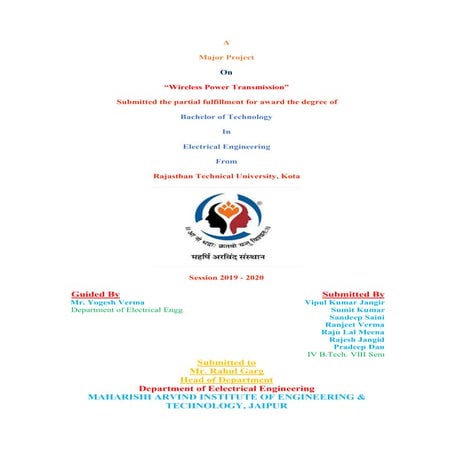 PROJECT REPORT ON WIRELESS POWER TRANSMISSION