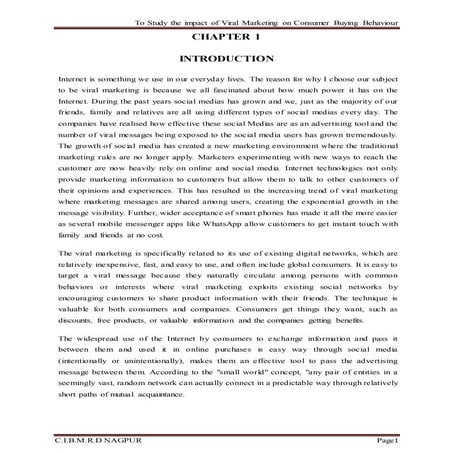 Project report on Viral Marketing 