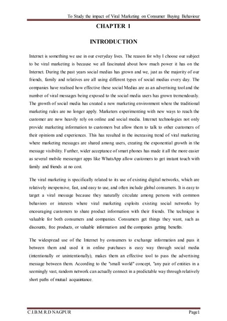 Project report on Viral Marketing 