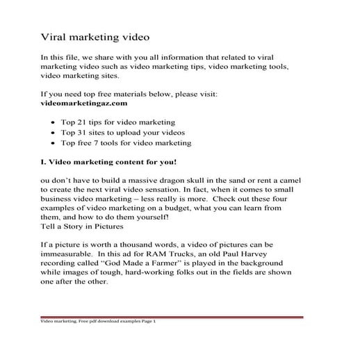 Viral marketing video