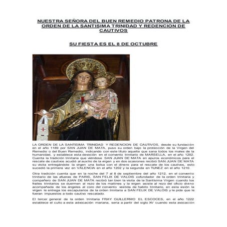Historia de la Virgen del Buen Remedio