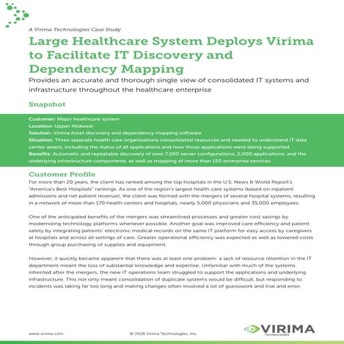 Virima healthcare client case study