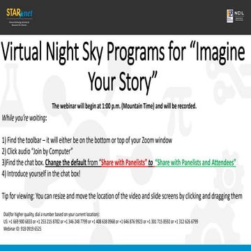 Virtual Night Sky Programs for "Imagine Your Story"