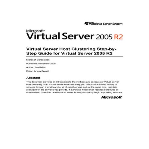Virtual Server Host Clustering Step-by- Step Guide for ...