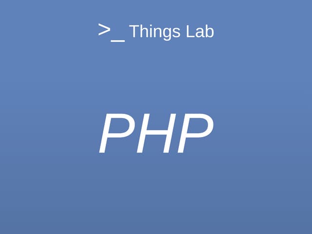 PHP Programming: Intro
