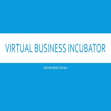 Virtual Business Incubator Ecosystem - Business Model Canvass (SAAS / PAAS)