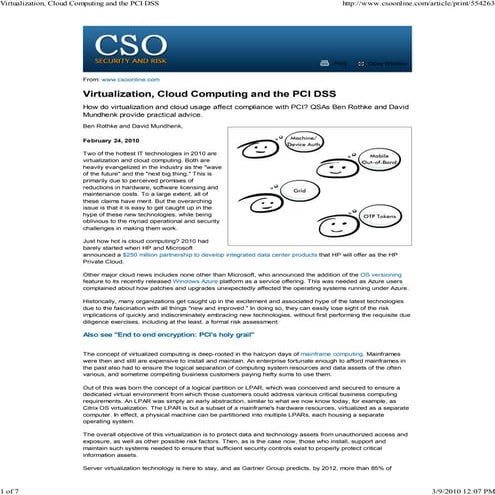 Virtualization, Cloud Computing And The Pci Dss