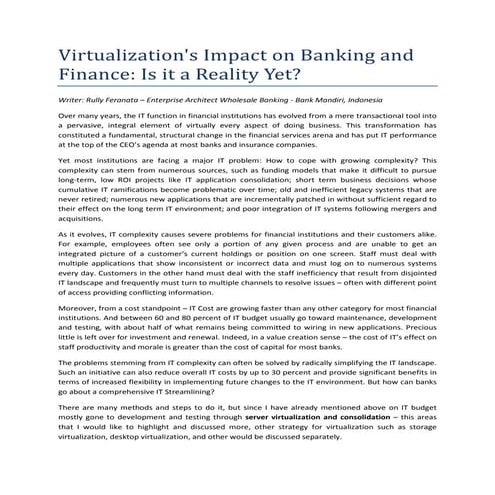Virtualization infrastructure in financial services   rully feranata