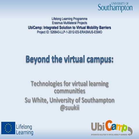 Beyond the virtual campus: Technologies for virtual learning communities
