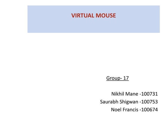 Virtual Mouse using hand gesture recognition | PPT