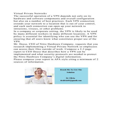 Virtual Private NetworksThe successful operation of a VPN depends .docx