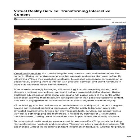 Virtual Reality Service Transforming Interactive Content